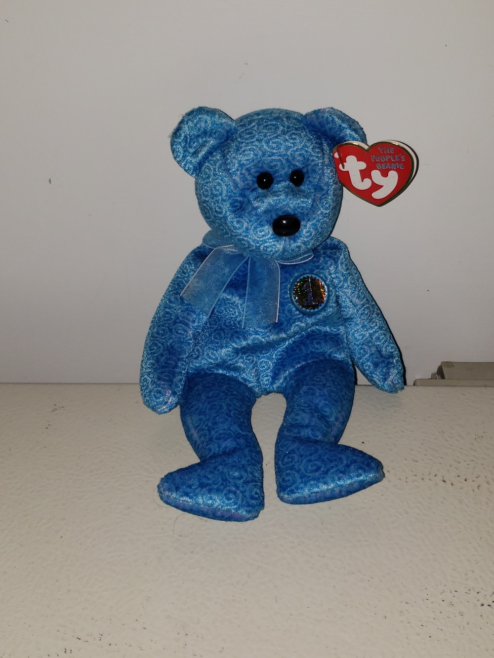Ty Classy The Beanie Baby Blue Plush Bear - Soft Collector Toy